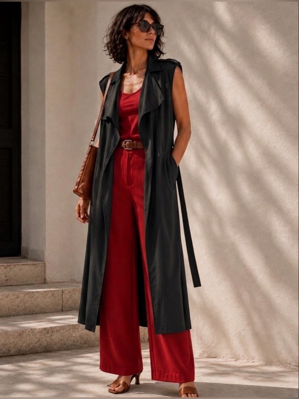 Rudsak Faux Suede Duster Wrap Vest or Trench in Black Size Small